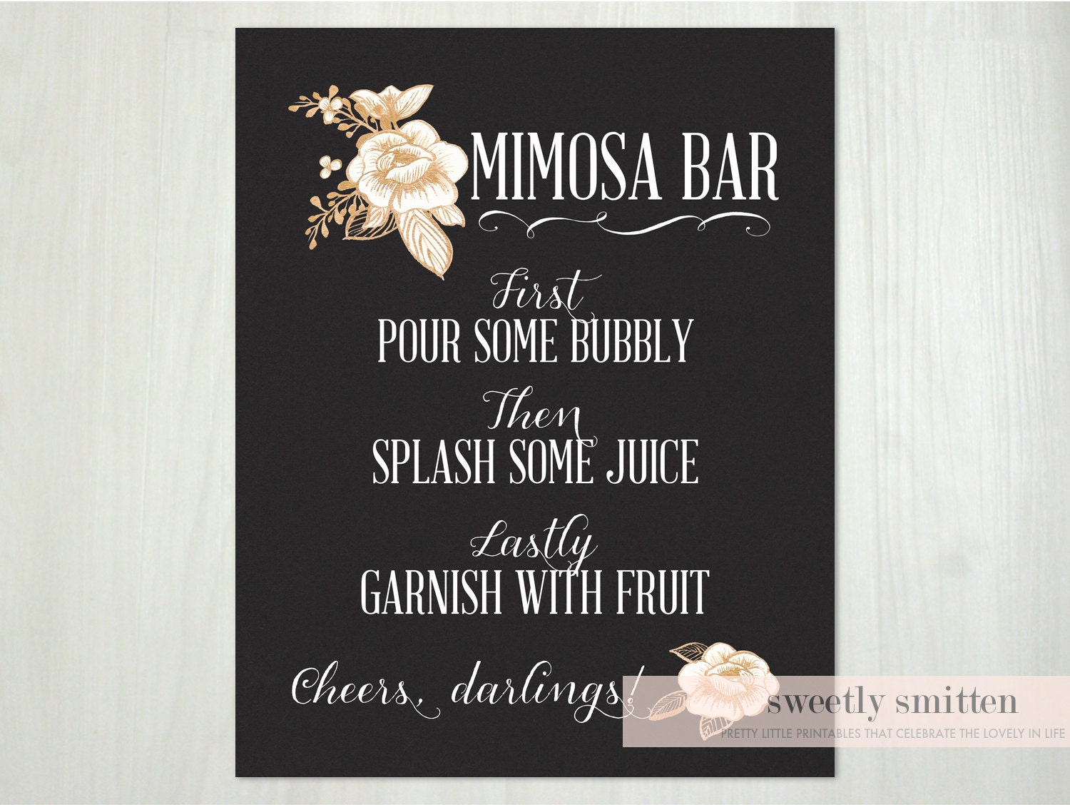 Instant Download 8x10 Printable Floral Mimosa Bar Sign