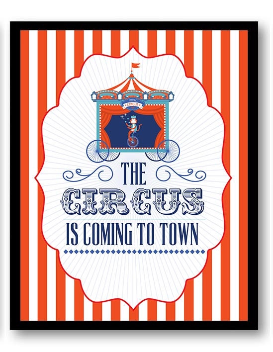 The Circus is Coming to Town Nursery Art Old Carnival Nursery Print Child Baby Art Vintage Fair Circ