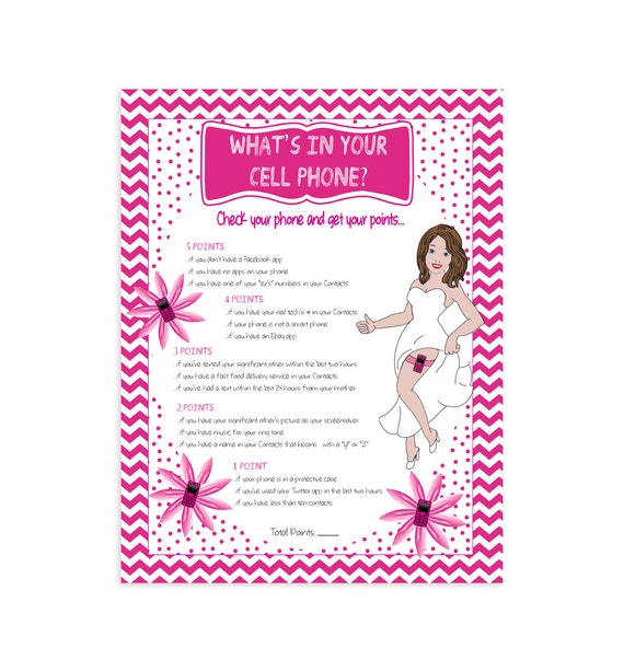 Printable Bridal Shower Game What's in your Cell by TheVintagePen