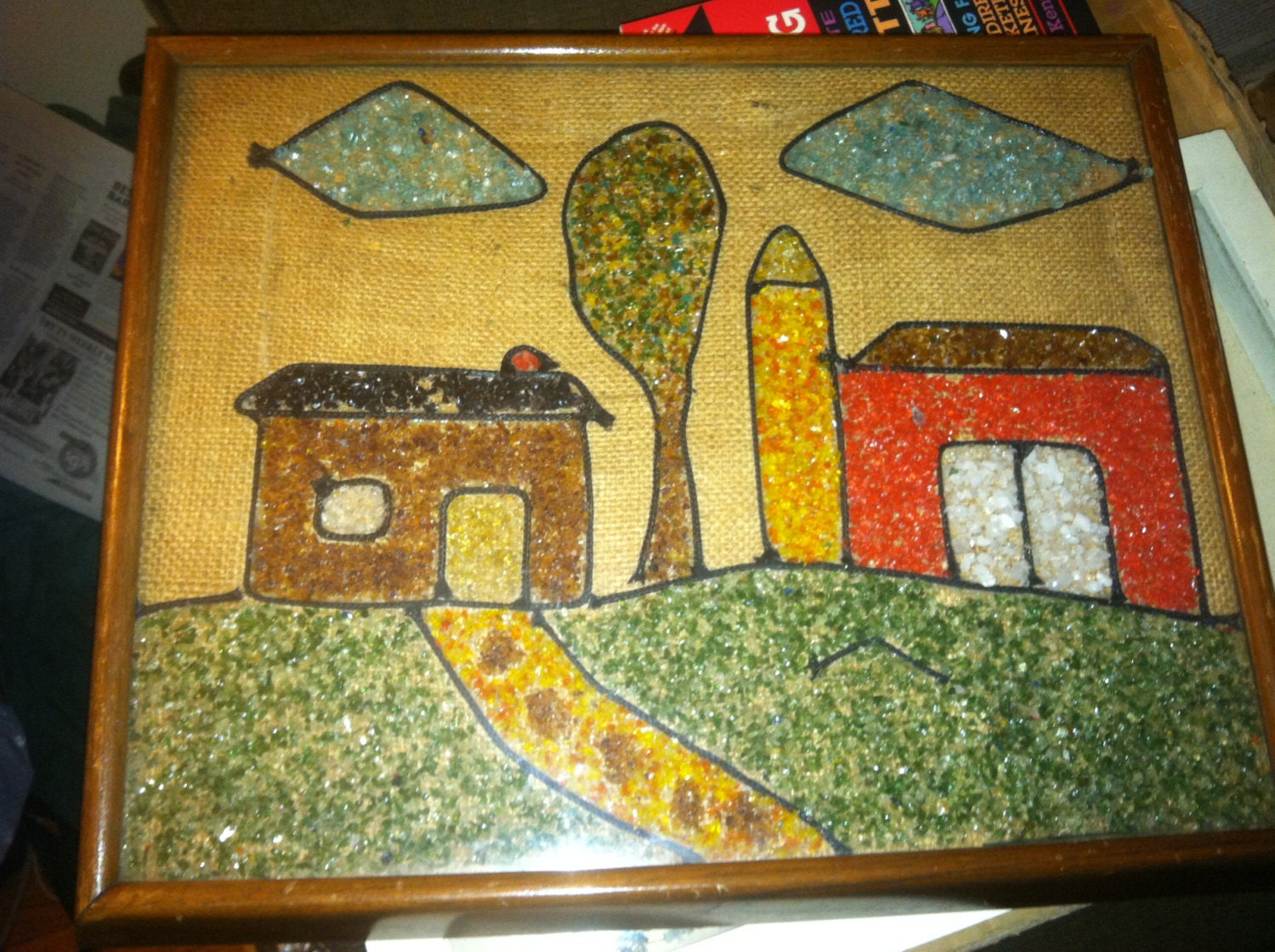 Vntg Pebble GRAVEL Art Mid Century Eames Era Retro Kitsch