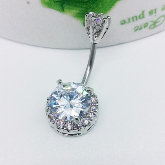 Austria Diamond Belly Button Ring 316L by lovelyheartcrystal