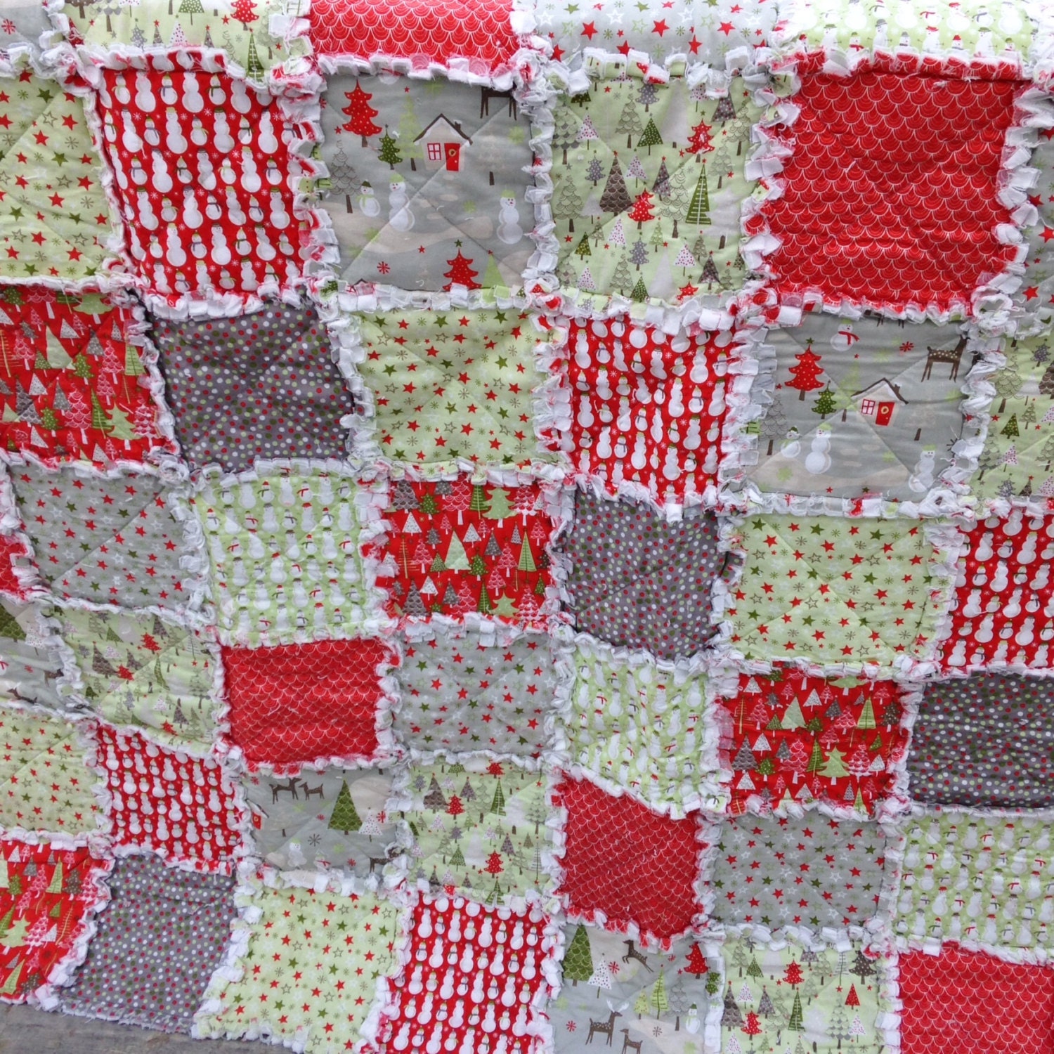 Christmas Rag Quilt ThrowLap size Riley BlakePatchwork