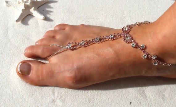 Sparkling Crystal Pink Rhinestones Barefoot Sandals, FREE SHIPPING ...