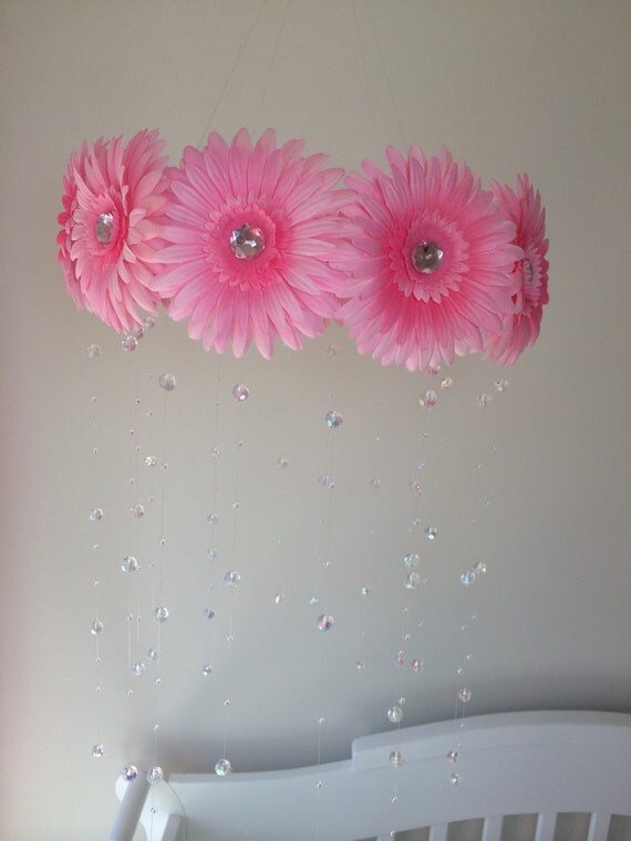 pink baby mobile, baby girl mobile, pink mobile, baby mobile, pink