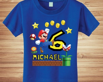 Super Mario Brothers Birthday T Shirt Personalized - nintendo wii video game