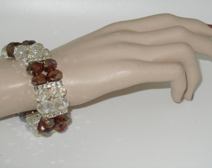 Aurora Borealis Bracelet Glass Beads Czech Rhinestones