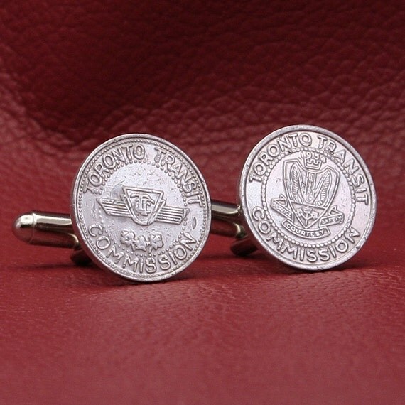 Toronto TTC Subway Token Cufflinks Vintage Transit