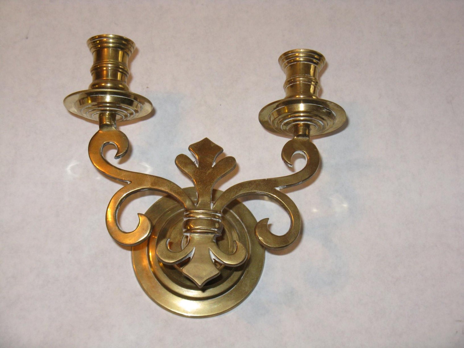 Solid brass wall mount candle holder vintage