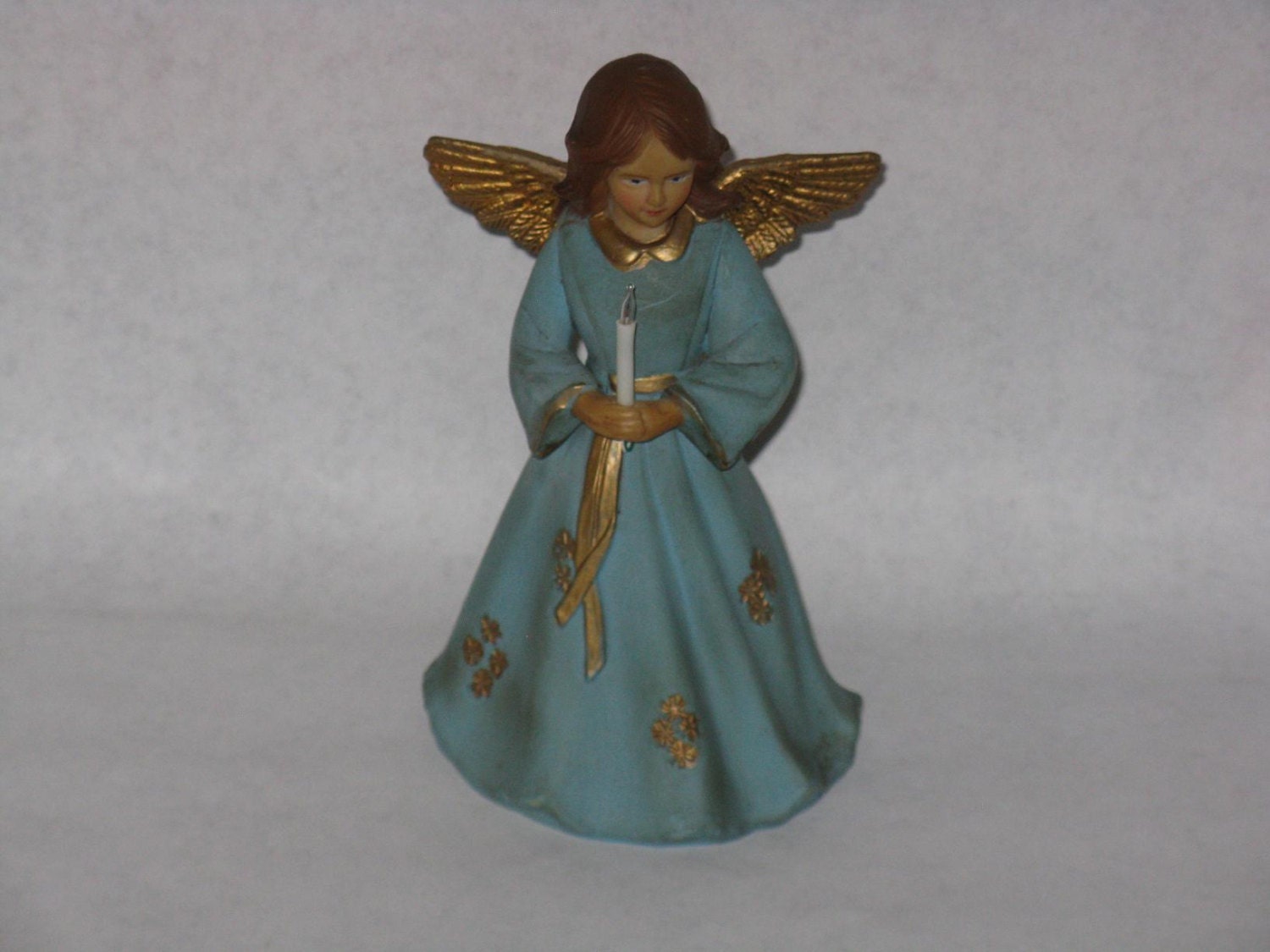 Vintage Plastic Angel Figurine Candle Blue By Aaronsartichokealley