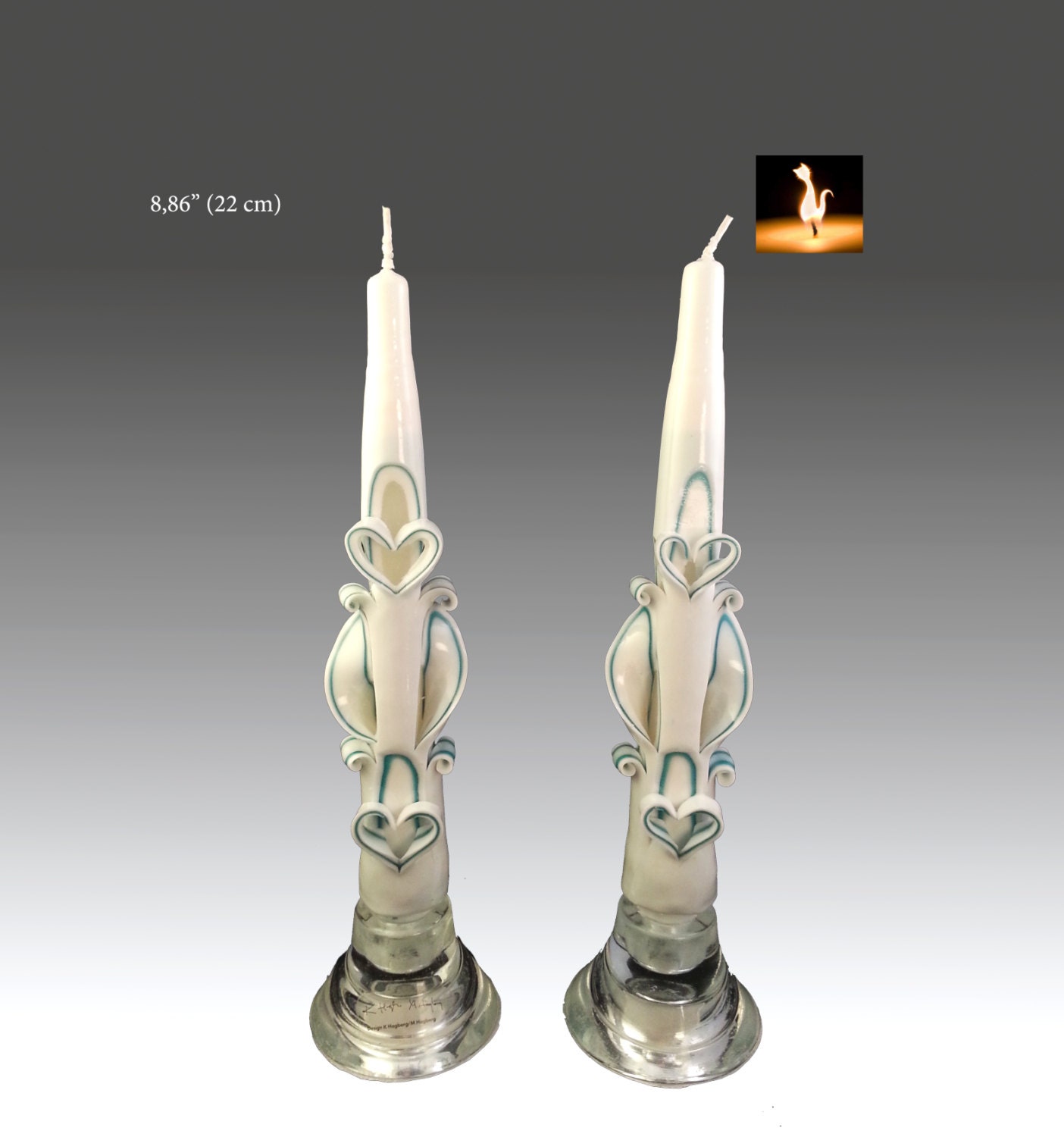 Taper candles Hand carved candle Turquoise unity by MonnaCandles