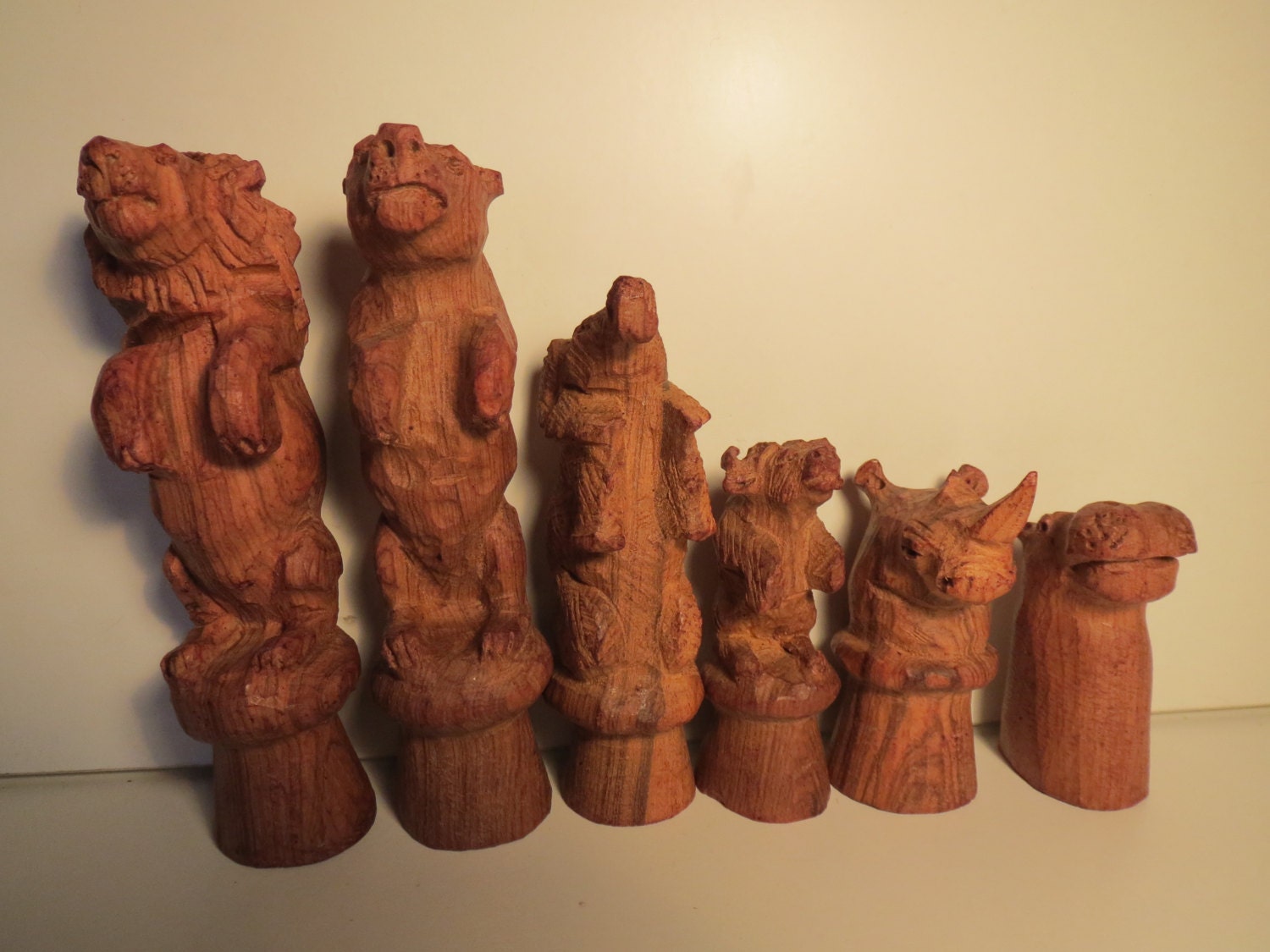 Big five Zambia hillside carving wooden chess by Vintagefieber