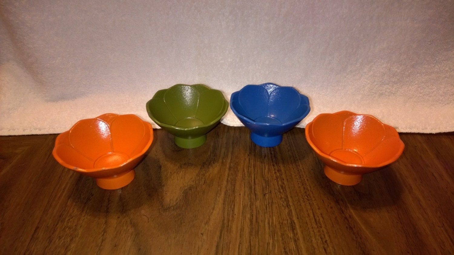 Vintage Set of Flower Shaped Bowls with Pedestals Haute Juice