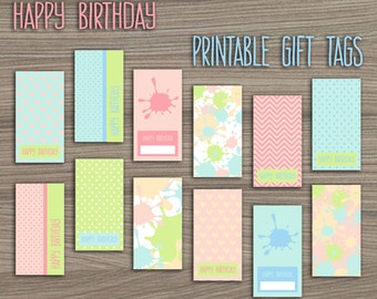 Paint Birthday Party Gift Tags, Paintball Party Printable Gift Labels, Art Party Favor Tags, Art Birthday Party, DIY Printable Gift Labels