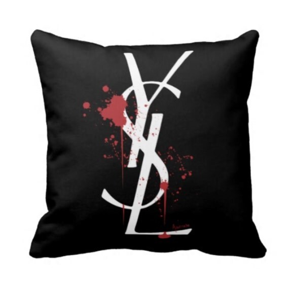 Pillow throw cushion CASE with YSL Saint Laurent logo spatters
