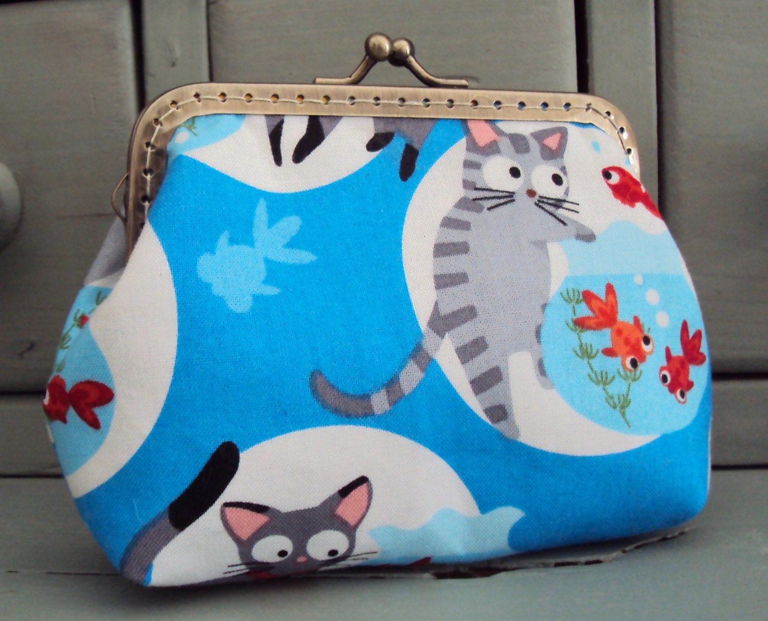 Cat purse blue coin purse novelty cat purse cat lovers