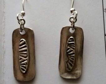 Precious metal clay Fine silver earrings.