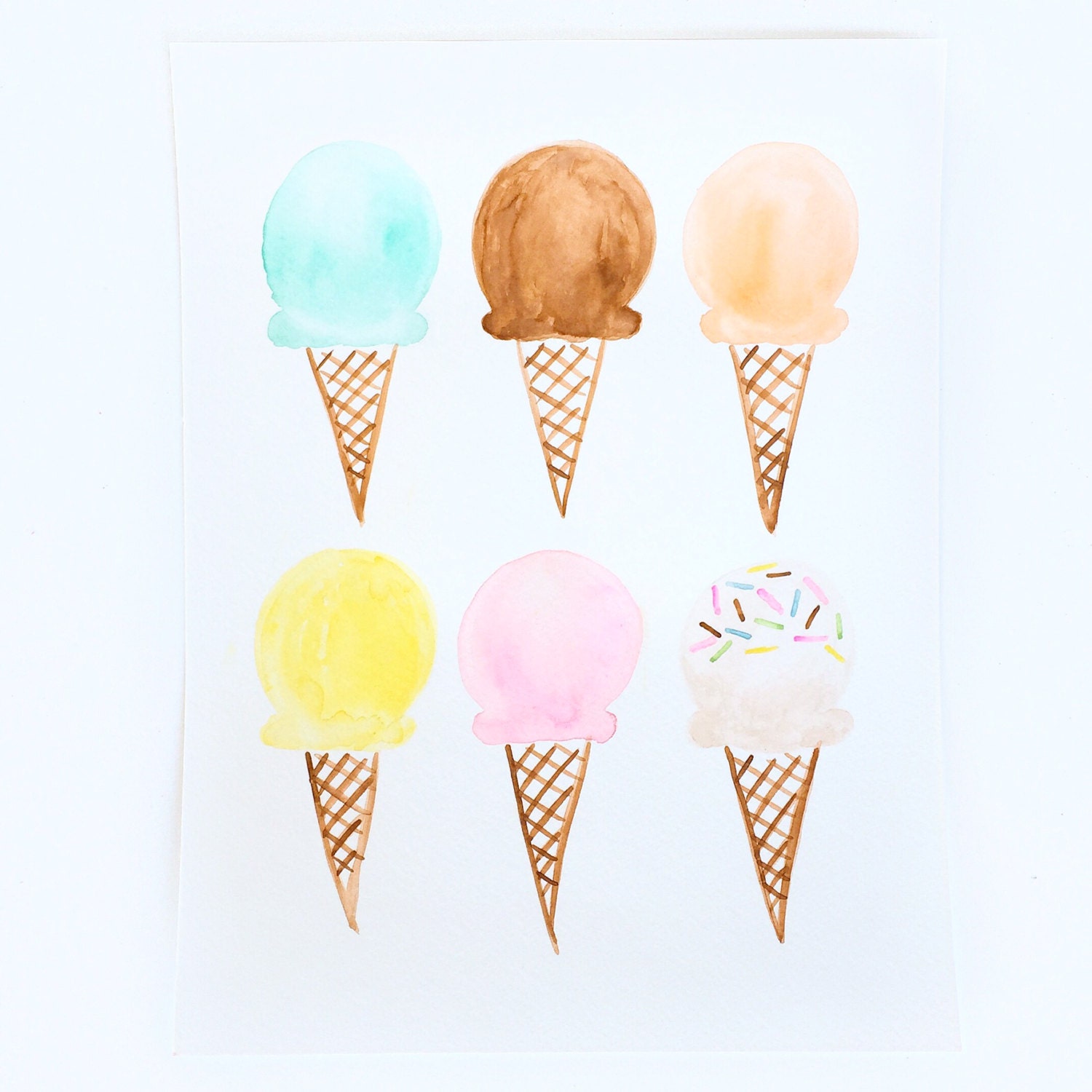 Ice Cream Watercolor Print