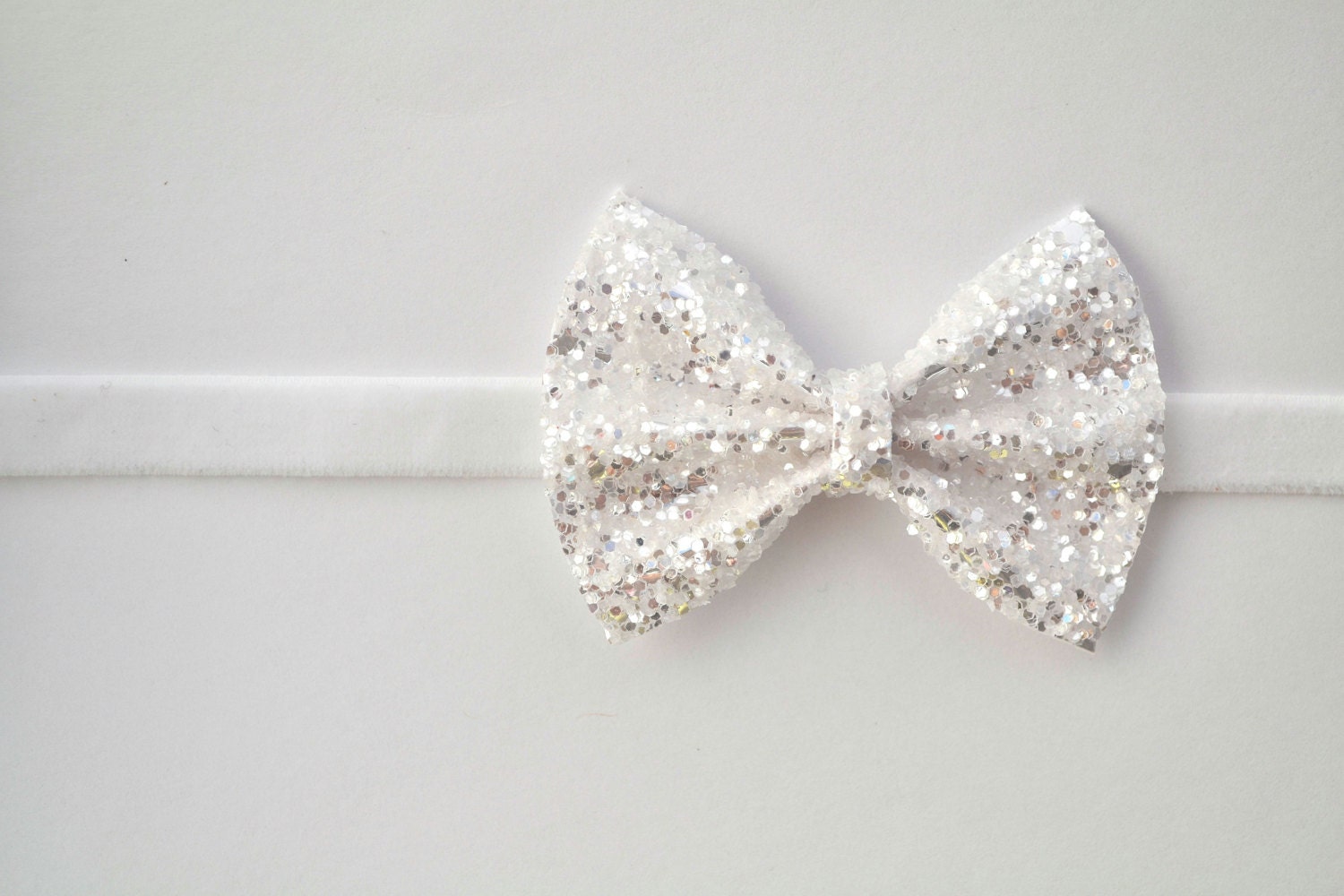 white silver glitter bow on glitter white silver elastic white silver glitter bow on glitter white silver elastic