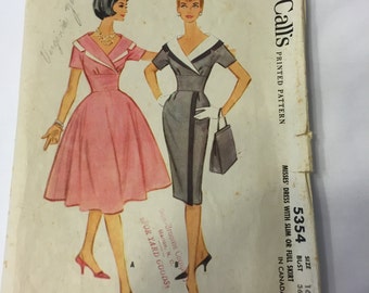McCall's 5354 Misses' Dress Pattern Size 16 Bust 36 -1960