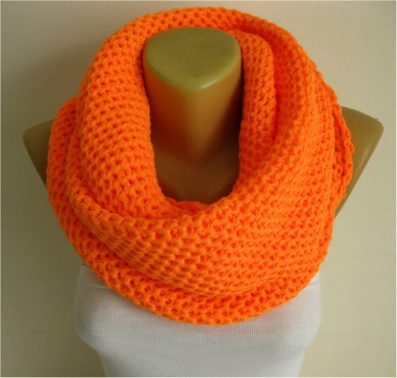 Items similar to ON SALE - ORANGE Scarf-Chunky Knit Scarf , crochet ...
