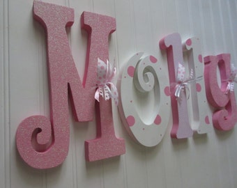 Nursery letters, Nursery wall hanging letters, Pink & White nursery decor, nursery wall letters