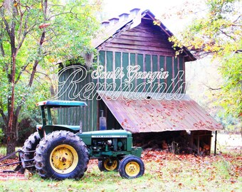 John Deere Tractor.Country Rustic Landscape Architecture Photography.Printable Download.Fall.Autumn.Tractor Photography.Farm Photography