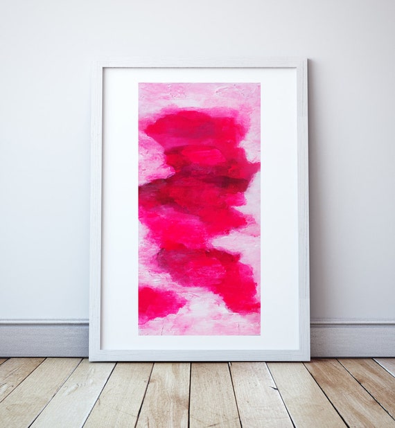 Bright Pink Abstract Canvas Art Original by ElizabethEllenor