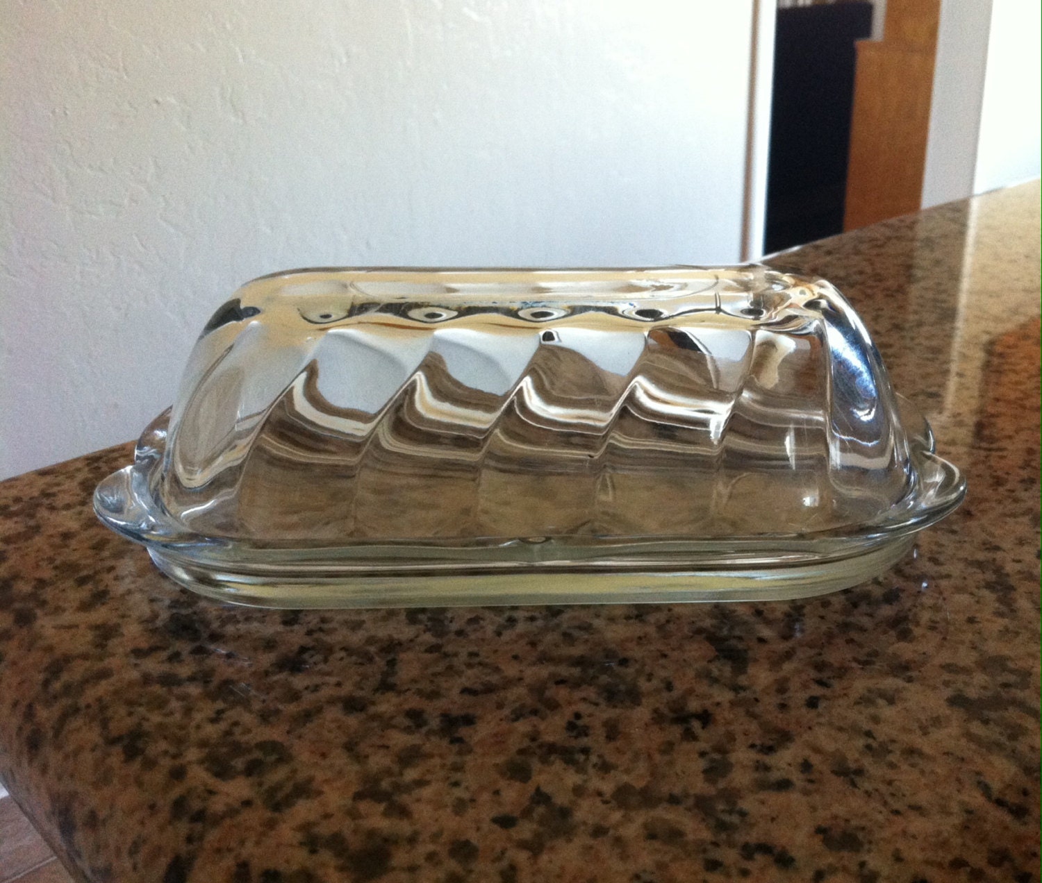 Vintage Clear Glass Butter Dish