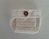 Crochet Diaper Cover - Nappy Cover - White