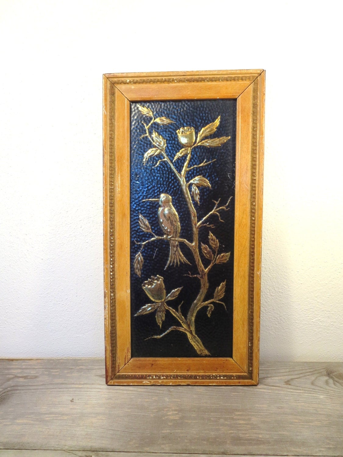 Vintage Metal Bird Art / Hammered Wall Hanging / Boho Art