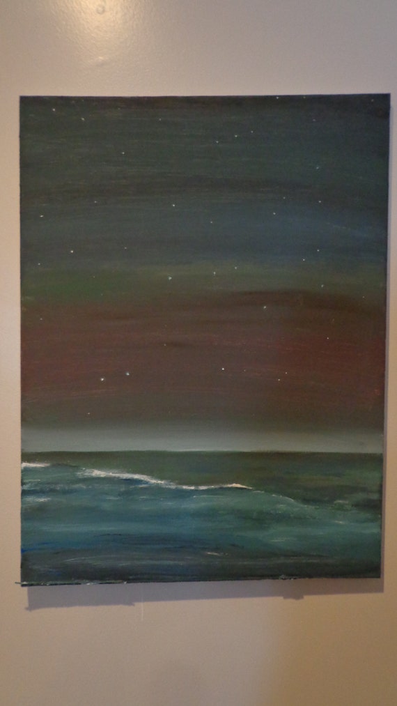 Night Beach Painting by rainwen on Etsy