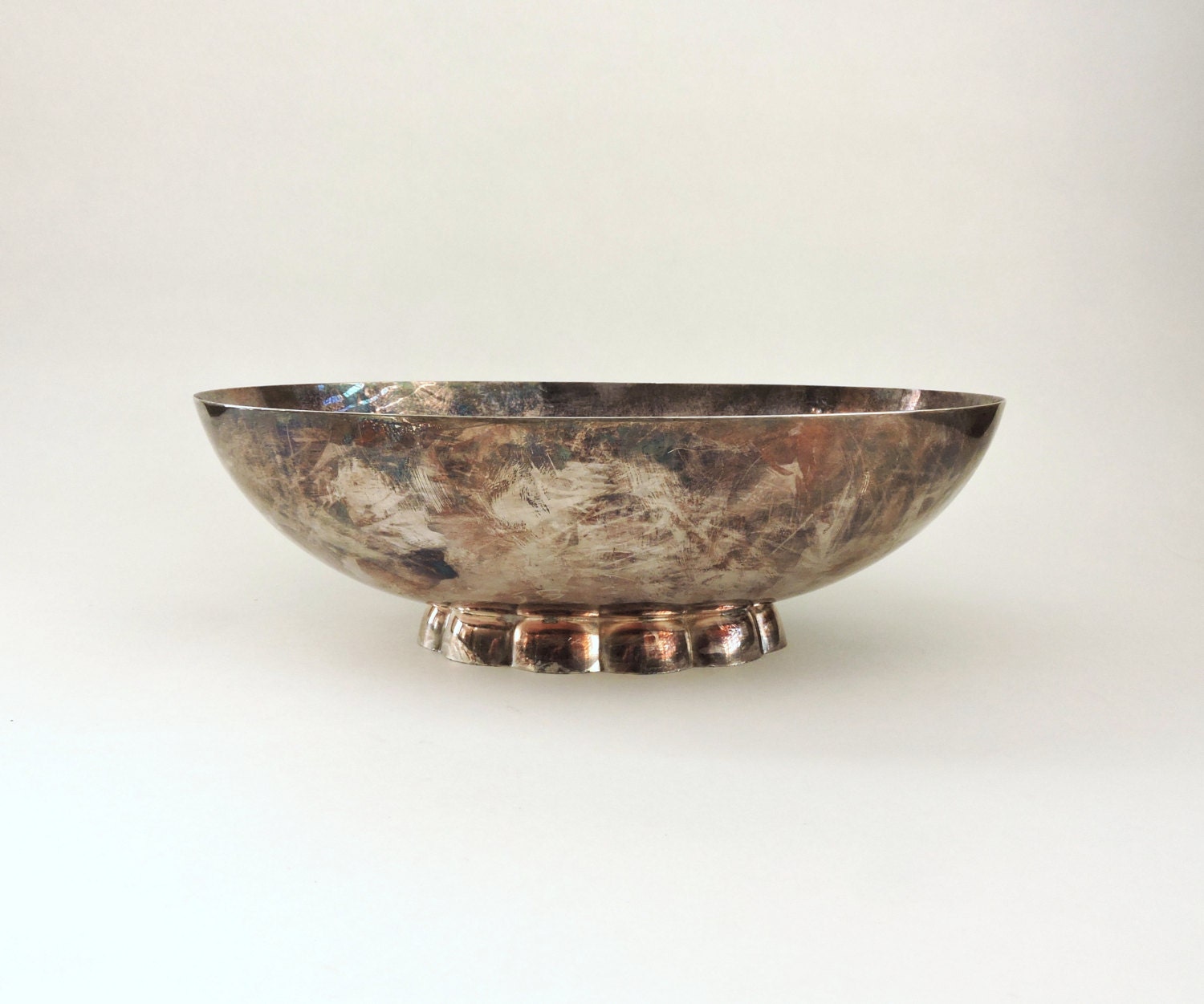 Vintage Silver Bowl Oval Serving Dish Footed Bowl Silver