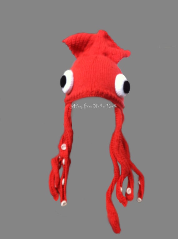 Giant Squid Hat. Knit & Crochet Pattern.