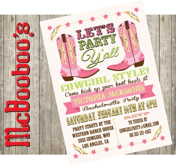 Western Bachelorette Party Invitations 9