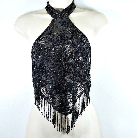 black sequin halter