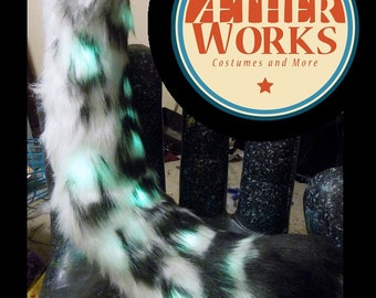 Basic LED Leopard Tail--CHOOSE your colors, cat tail, Light Up Tail,  Leopard Tail, Halloween, Fursuit, Party Tail, Fursuit Tail