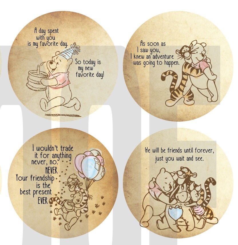 Classic Winnie The Pooh Cupcake Topper Digital File You print
