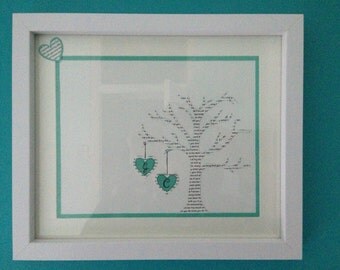 UK Seller: 1st Anniversary gift paper, lyrics tree and initials.