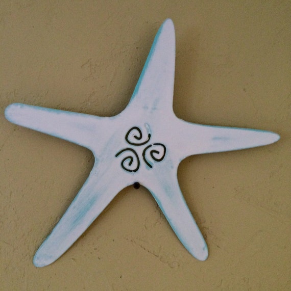 Items similar to Metal, Starfish, Swirl,steel, wall art, shabby chic