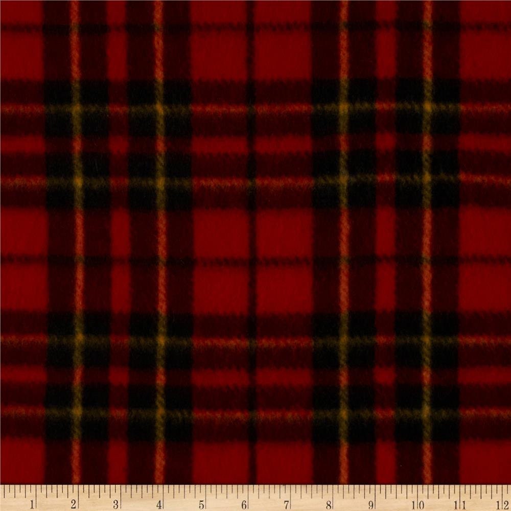 Red Plaid Fleece Fabric By The Yard by ReneesChoiceFabrics on Etsy
