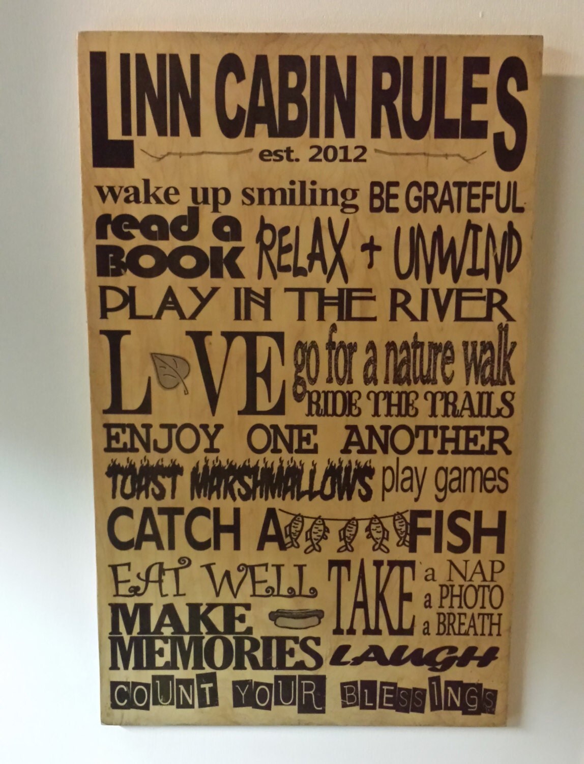 Custom Wood Camping Rules Camp Rules Camp Sign Camping