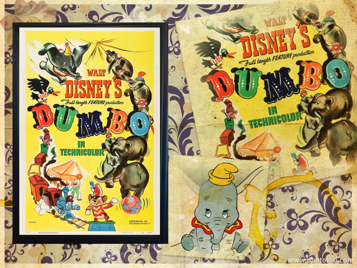 Disney Vintage Dumbo Movie Poster Framed Print by CleanCupMoveDown