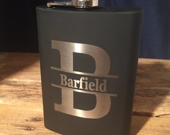 Personalized Black Flask Engraved 8oz Stainless Steel Flask Perfect Groomsmen Gifts