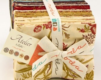 Atelier by 3 Sisters for Moda Fabrics Fat Quarter Bundle 44050AB. Bundle includes 40 fat quarters 18" x 22". Gorgeous rich color palette!