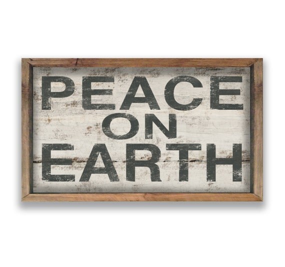 Peace On Earth wooden Christmas sign with reclaimed wood