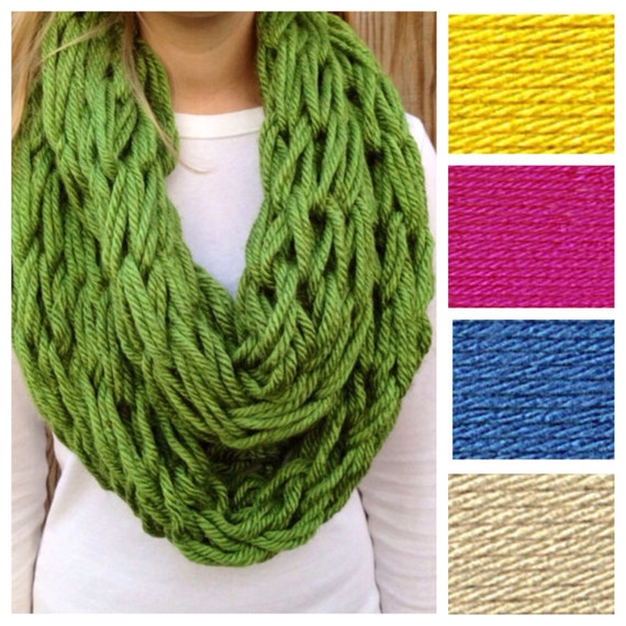 Choose from 20 Colors, Solid Arm Knit Infinity Scarf