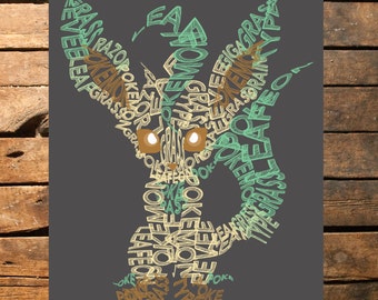 Pokemon Leafeon Typography Digital Print
