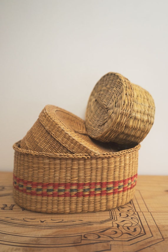 Items similar to 3 Woven Baskets on Etsy