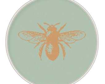 Bee Cross stitch pattern, cross stitch insect, cross stitch chart, cross stitch PDF, silhouette cross stitch, MCS009