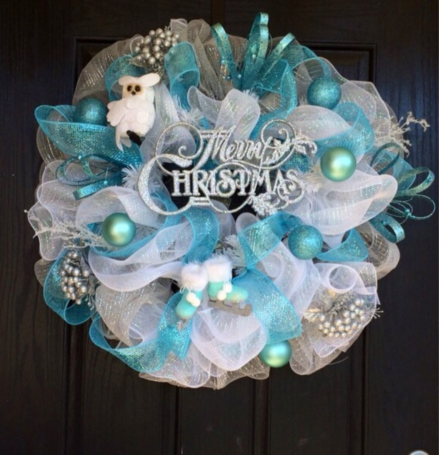 White Christmas Wreath Christmas deco mesh by ShellysChicDesigns